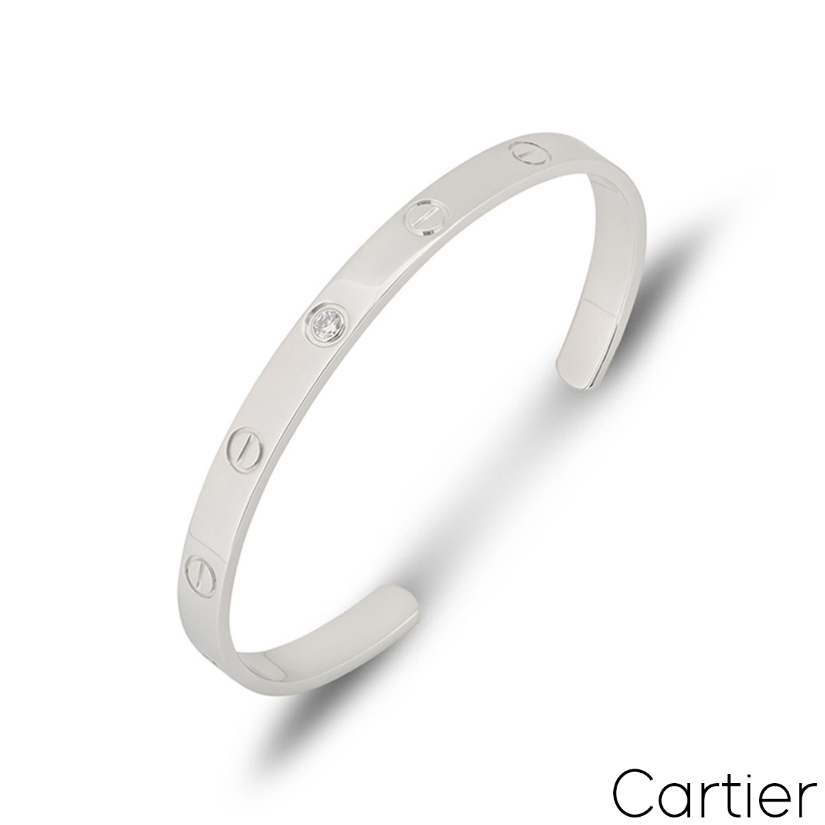 Cartier White Gold Diamond Cuff Love Bracelet Size 18 B6029918 Cartier White Gold Diamond Cuff Love Bracelet Size 18 B6029918